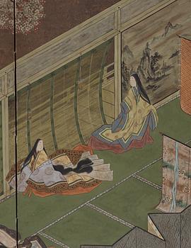 VIKSKÄRM, fyrdelad. Japan, 1800-tal.