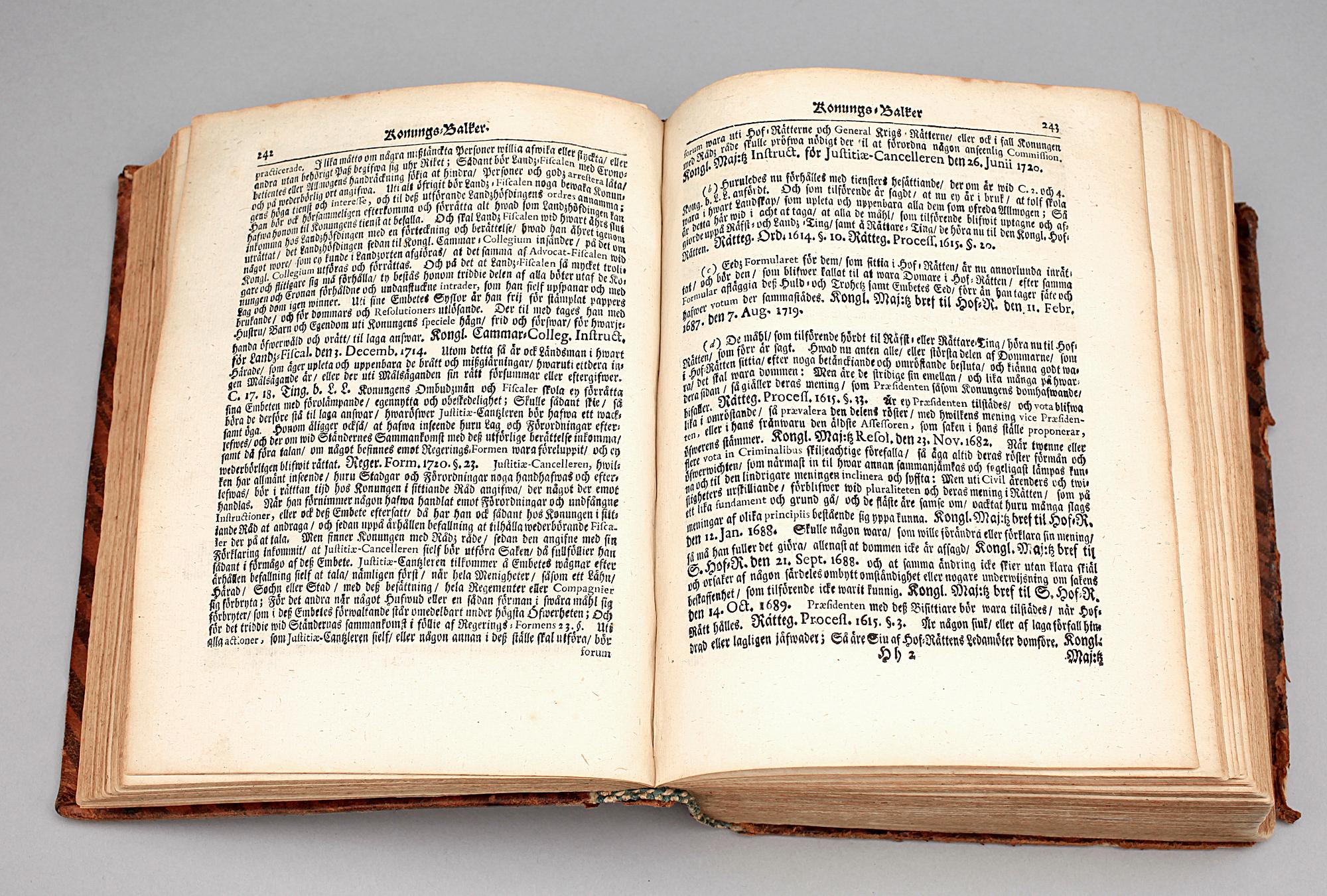 LAGBOK, "Sweriges Rijkes Lands Lag", Stockholm 1726.