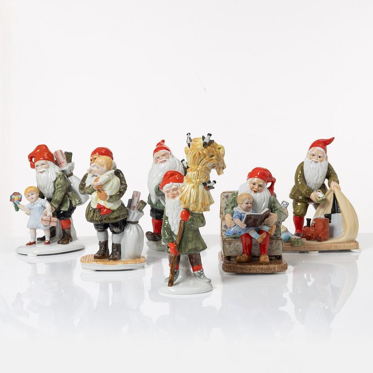 Jenny Nyström, after, gnome figurines, 6 pcs, porcelain, Kalmar Läns Museum.