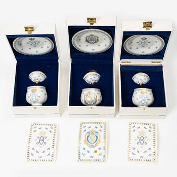 Eleven porcelain custard cups with covers and saucers, Rörstrand, Sweden, second half of the 20th century.