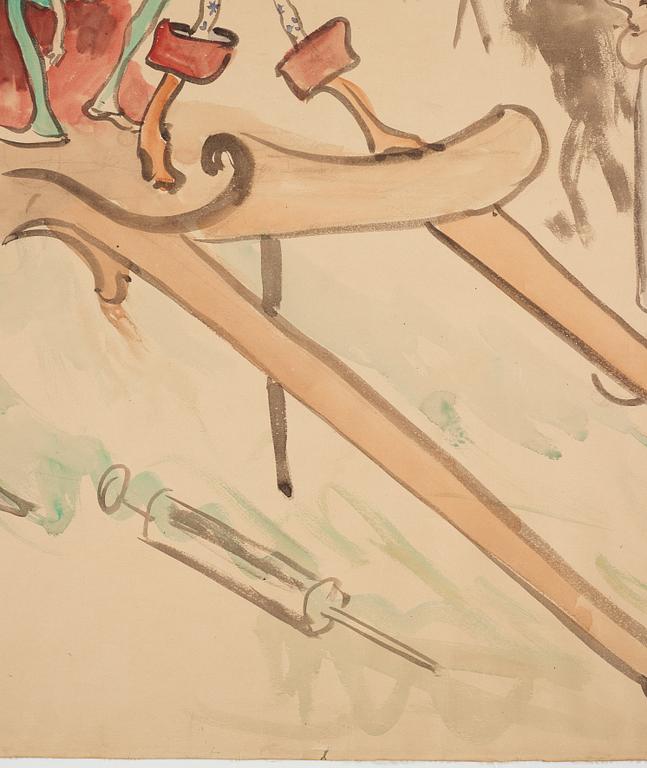 Carl Larsson, utförd 1884. Akvarell och kol på papper uppklistrad på duk.