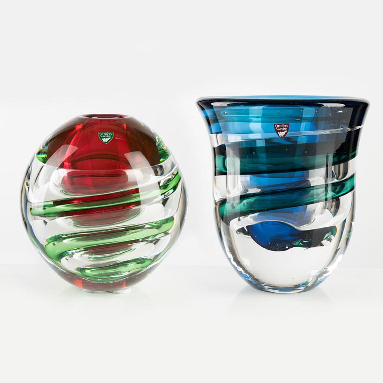 Lars Hellsten, vaser, 2 st, Orrefors.