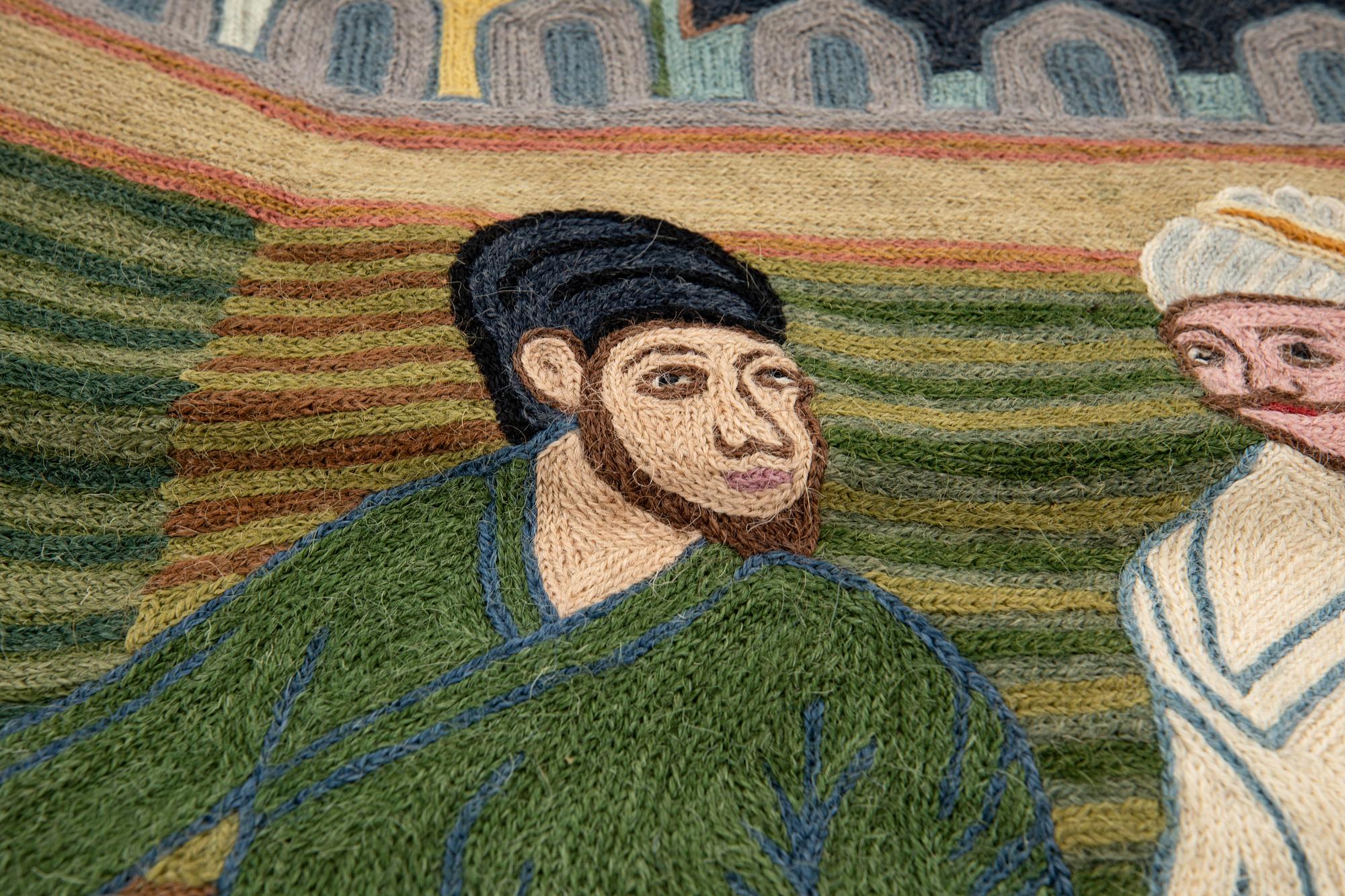 Vävnad Gulam Mohidin Indien 1900-tal broderad ca 193x146 cm.