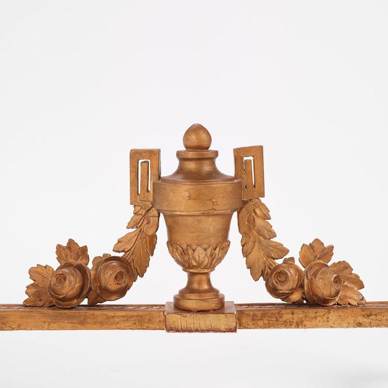 A Gustavian carved giltwood and marble console by O. C. Lindmark (master in Stockholm 1779-1813).