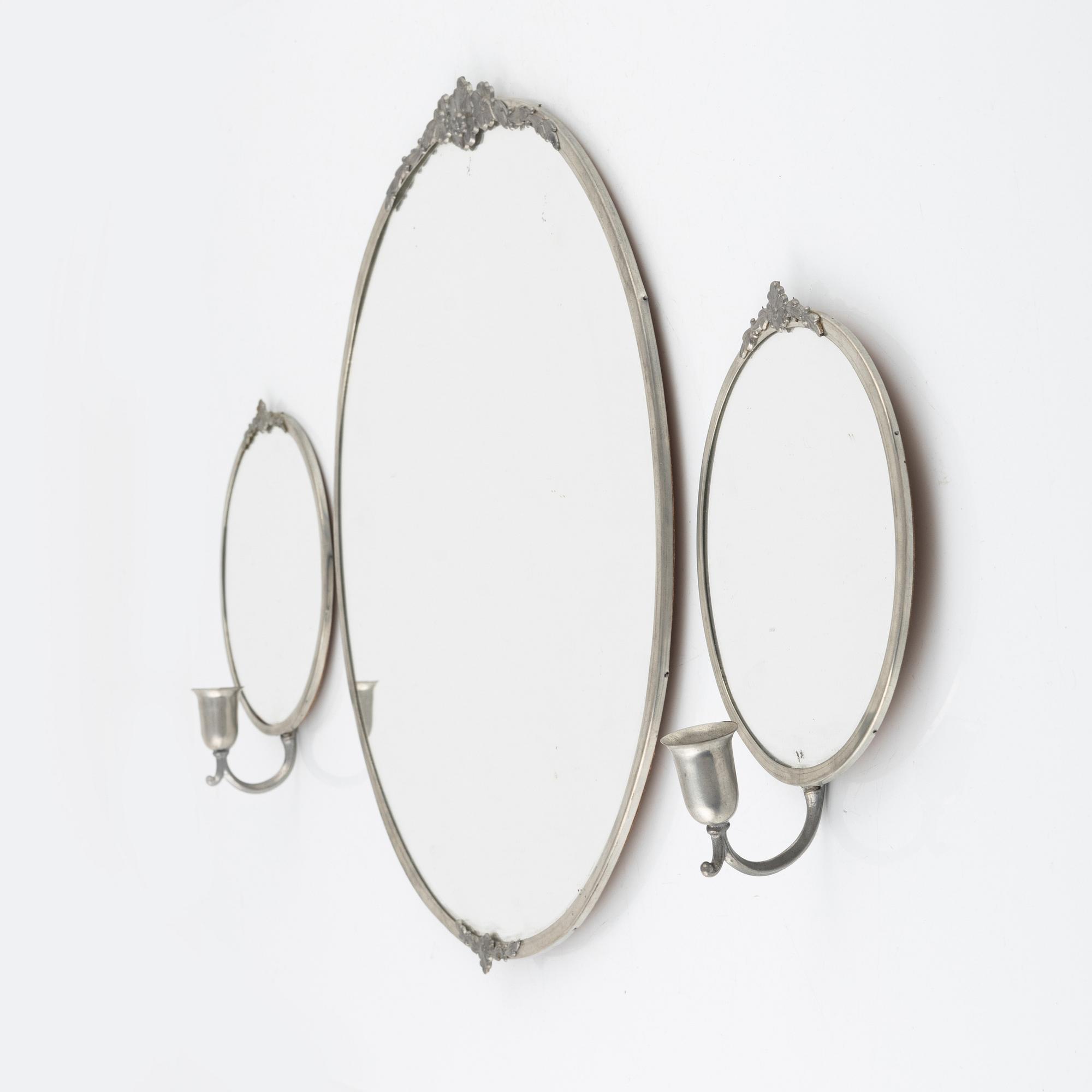 Spegel med 2 lampetter, 1900-talets första hälft.