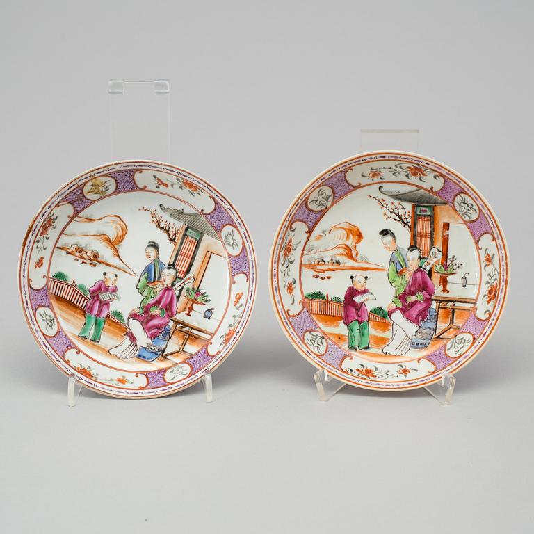 A group of various cups and saucers, Chinese and European, 18th-19th century.