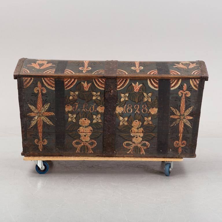 A swedish provincial oak chest, dated 1928.