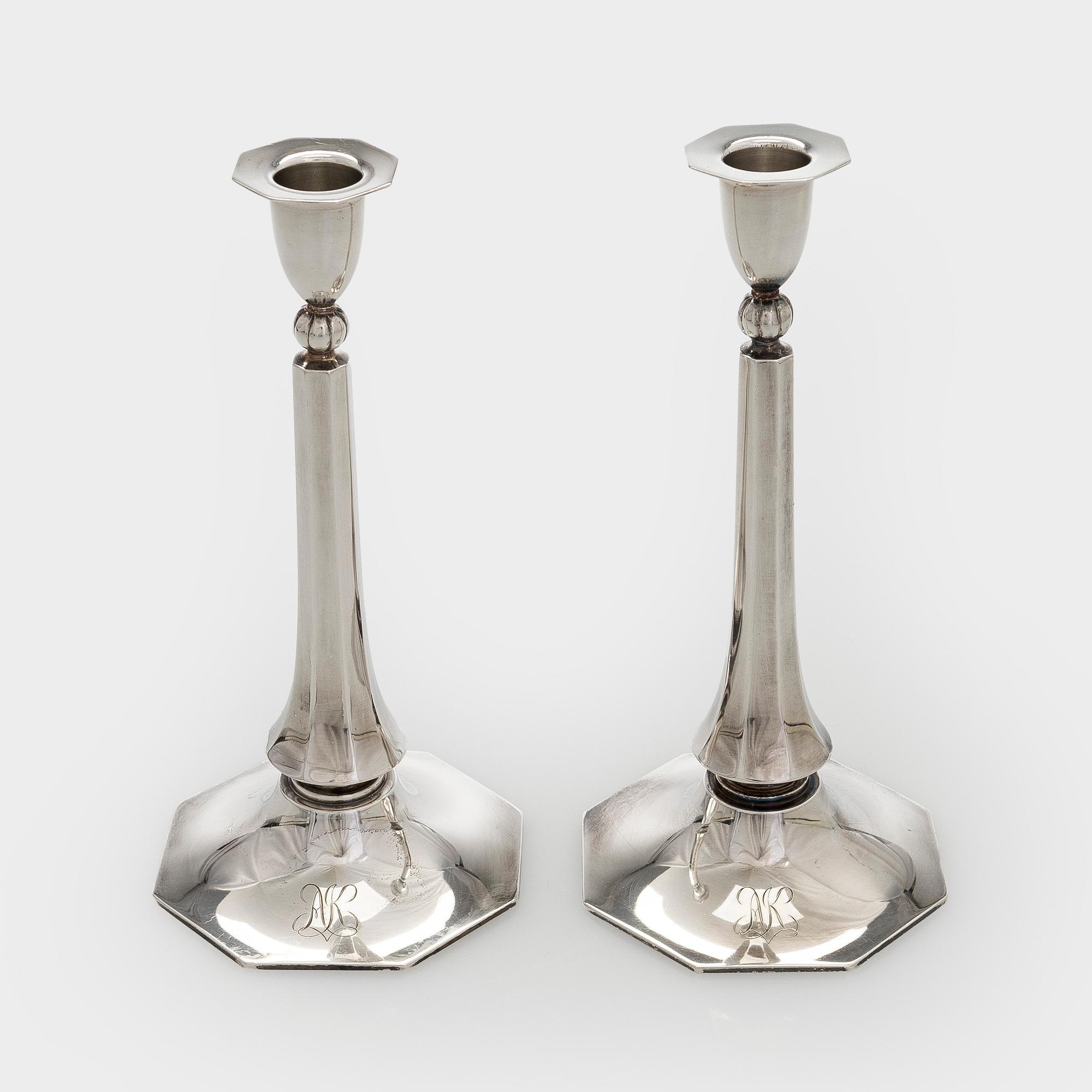 Ljusstakar, silver, finska kontrollstämplar 1937.