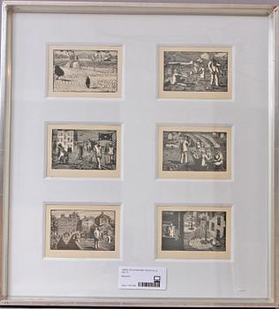 PALLE NIELSEN, träsnitt, 6 st.