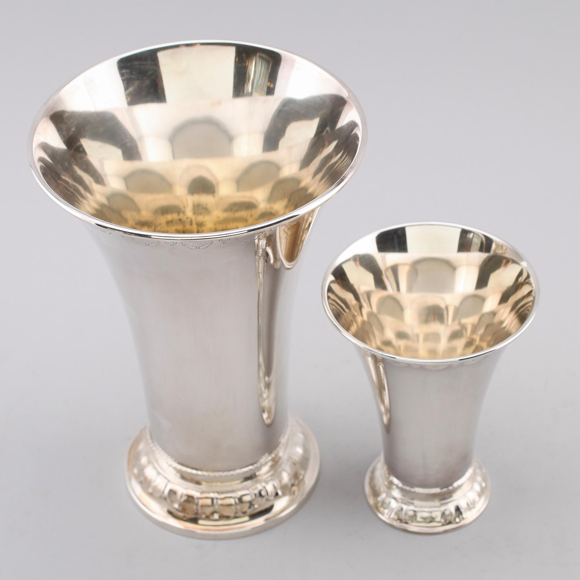 BÄGARE, 2 st, silver, GAB, Stockholm 1962/64. Vikt ca 530 gram.