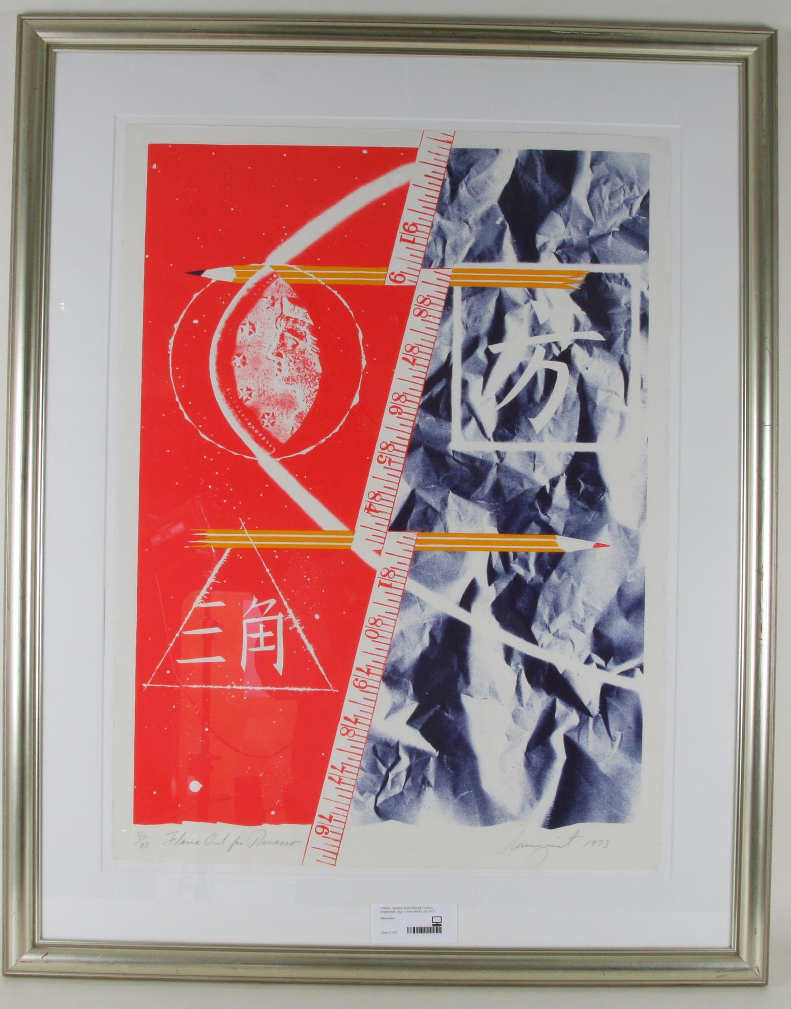 JAMES ROSENQUIST (USA) , färglitografi, sign o numr 86/90, dat 1973.