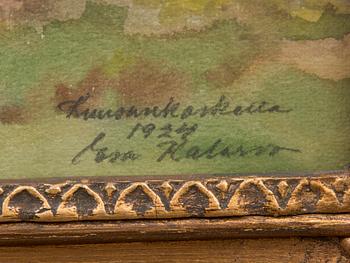 ESA KALERVO, akvarell, signerad och daterad 1924 Kuusankoskella. Med dedikation.