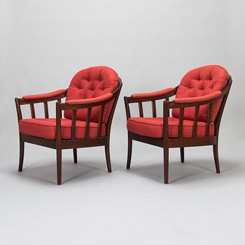 A pair of Swedish 'Andorra' easy chairs, Bröderna Andersson, Ekenässjön AB, latter half of the 20th century.