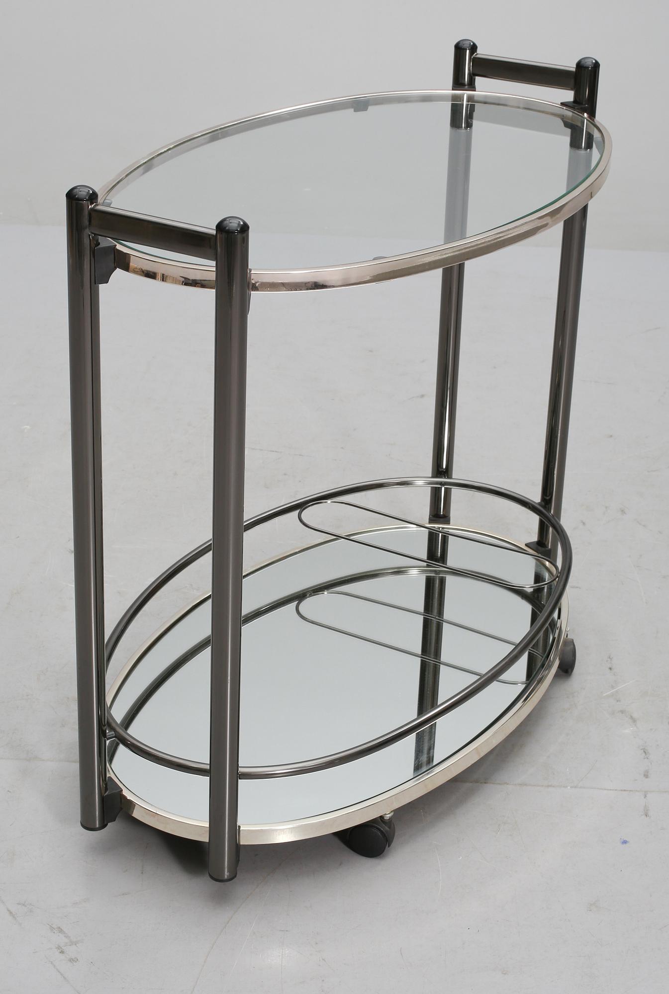 SERVERINGSVAGN, glas och metall, 1970/80-tal.