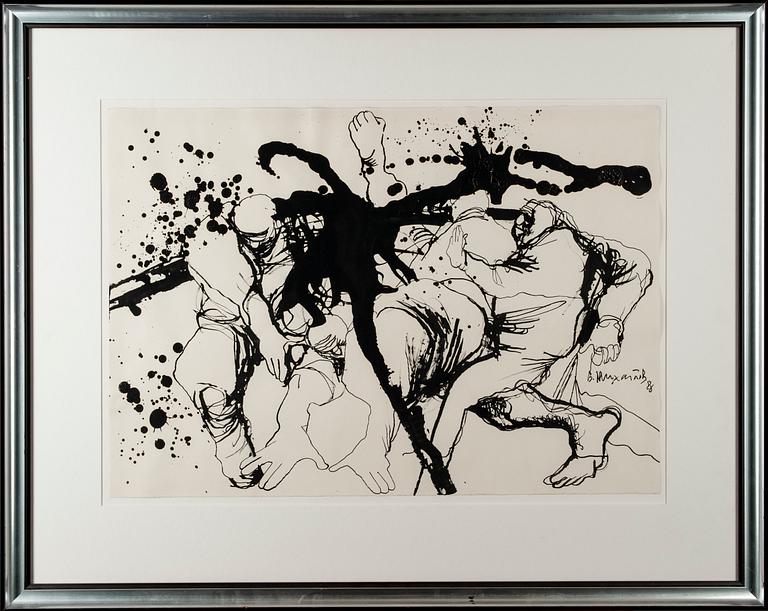 VYACHESLAV SAWICH MIKHAILOV, blandteknik på papper, signerad och daterad -88.