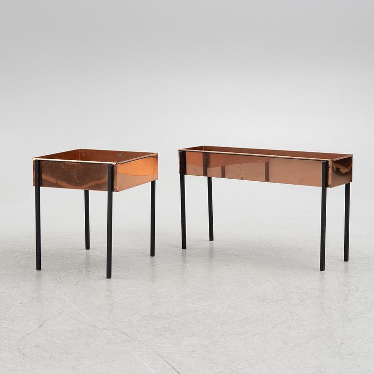 Two copper flower tables, second half of the 20th century.