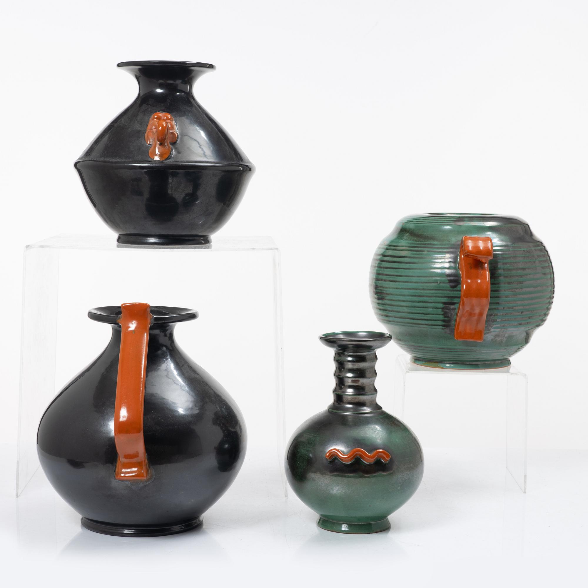 Four vases, Upsala Ekeby, 1930s.