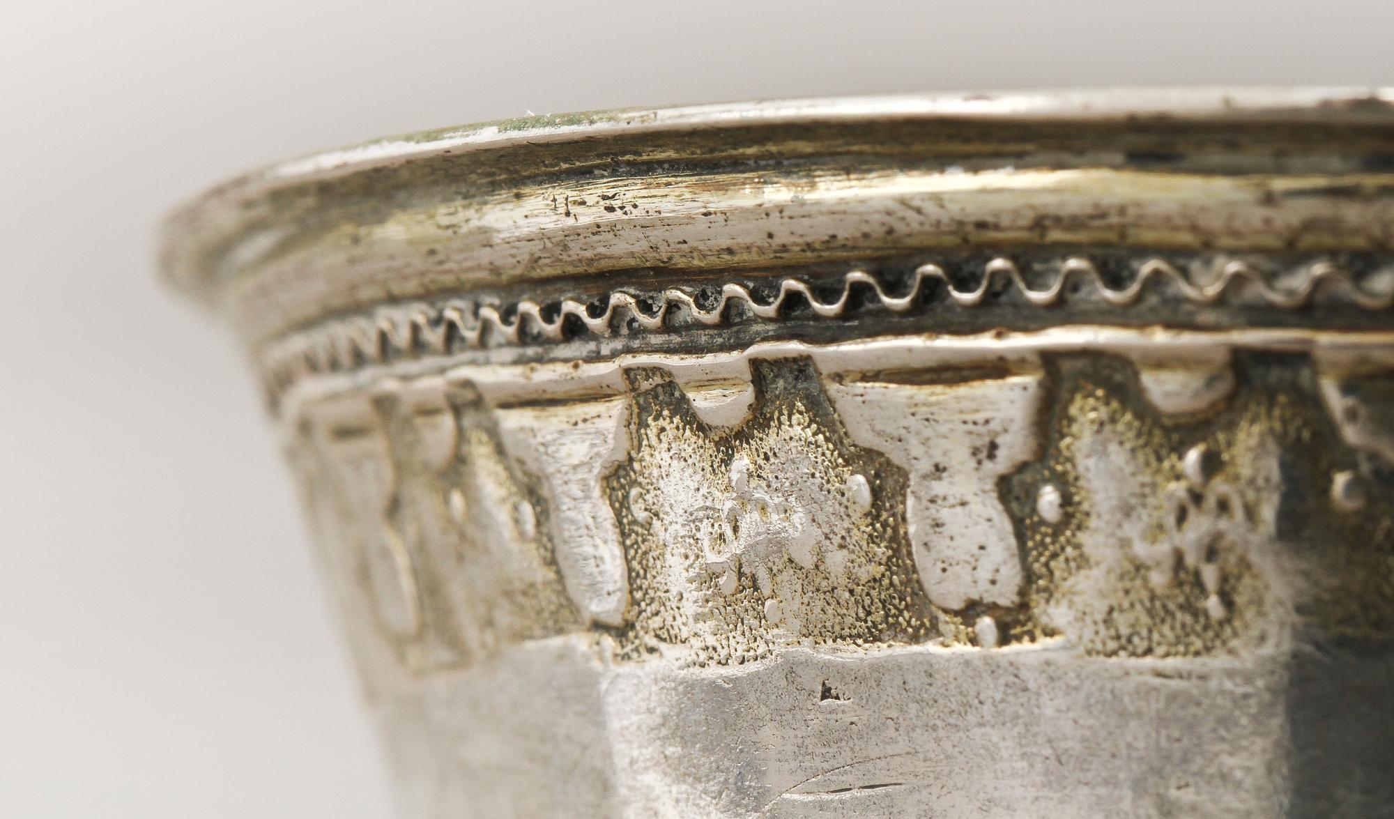 BÄGARE, silver, Gottfried Dubois, Stockholm, 1740. Vikt 250 gram.