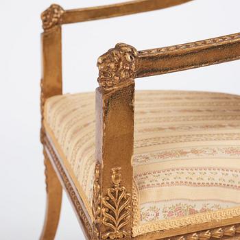 A Royal Swedish empire armchair attributed to N C Salton (master 1817-29).