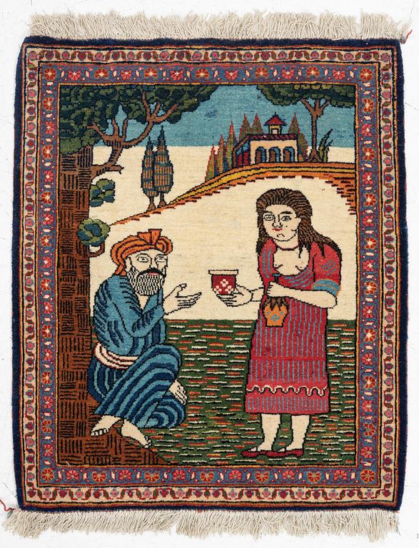 Rug, Keshan, Keshan, approx. 65 x 54 cm.