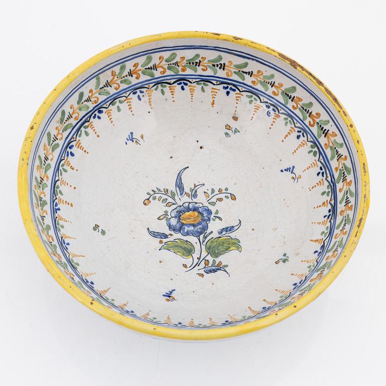 A faience bowl, 18th Century.