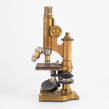 E. Leitz Wetzlar, a brass microscope, circa 1900.