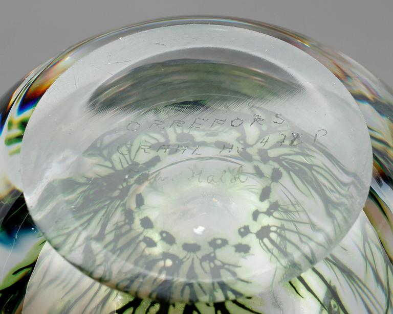 VAS, glas, "Fiskgraal", Edward Hald, Orrefors, signerad.