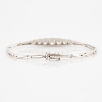 Armband 18K vitguld med briljantslipade diamanter, Malmö 1958.