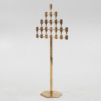 A floor candelabrum, brass, Metallslöjden Gusum, Sweden, second half of the 20th century.