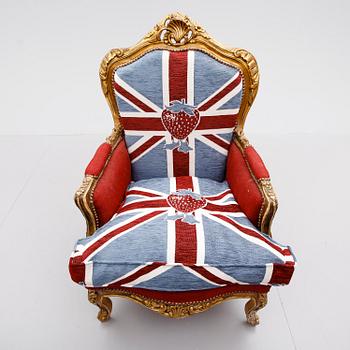 FÅTÖLJ, rokokostil, 1900-/2000-tal.