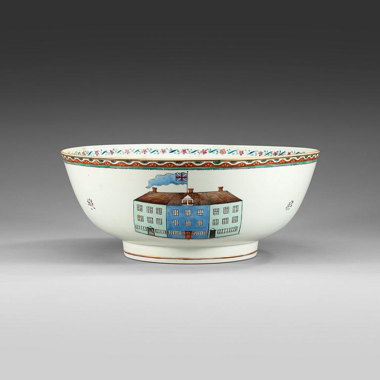 A famille rose 'European Subject' punch bowl, Qing dynasty, Qianlong (1736-95).