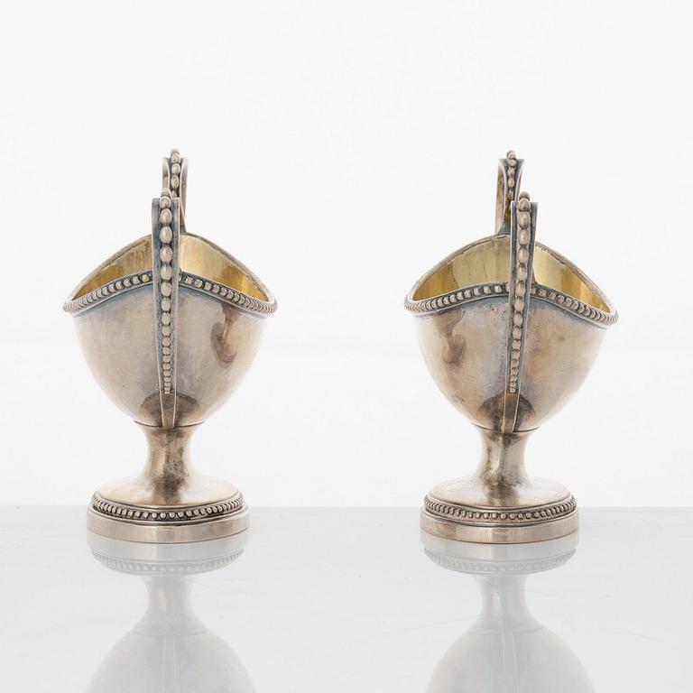 A pair of Swedish Gustavian parcel-gilt silver salt-cellars, mark of Arvid Floberg, Stockholm 1792.