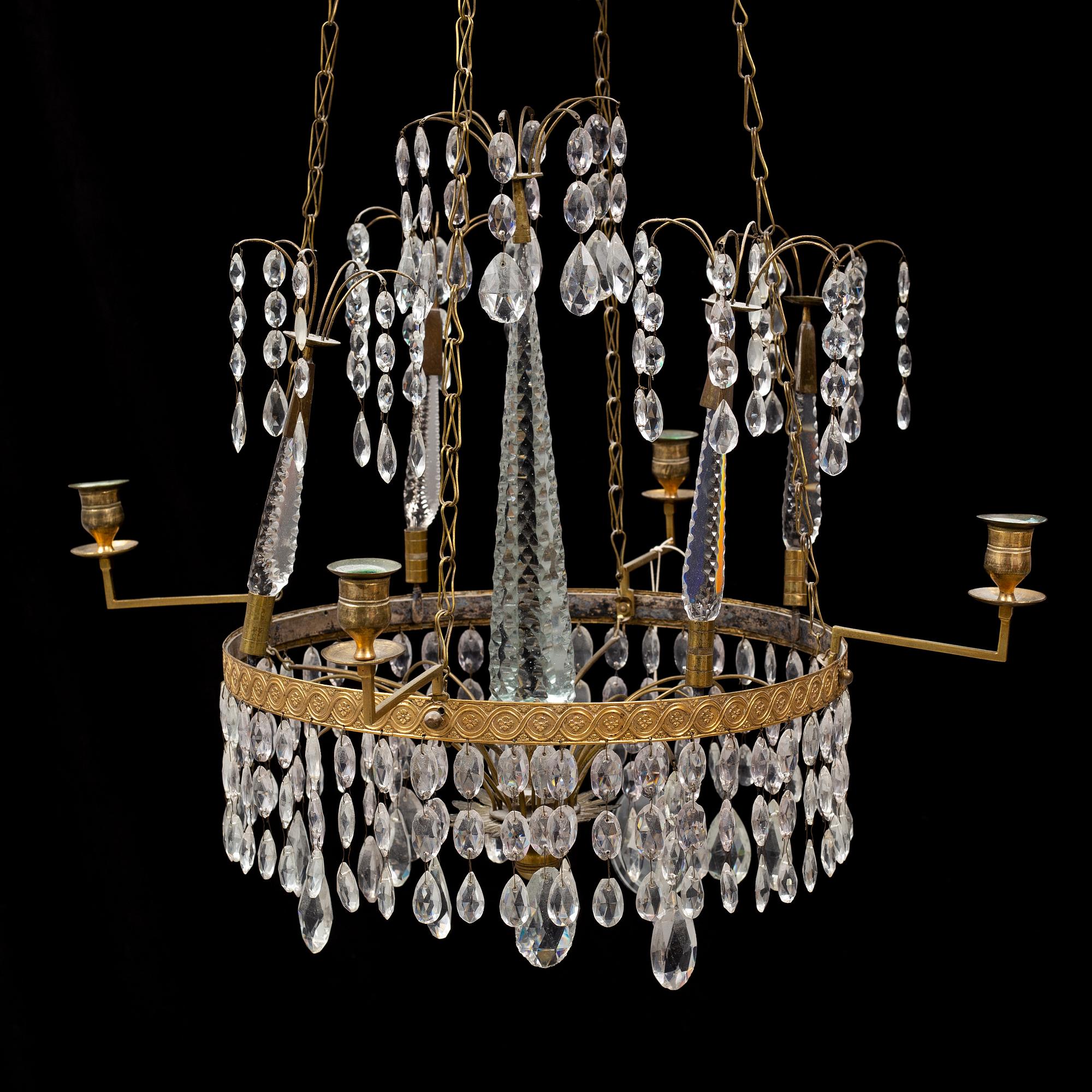 A gustavian style chandelier, circa 1900.