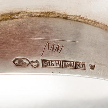 Tapio Wirkkala, breadbasket/ bowl, silver and teak, maker's mark TW, Kultakeskus, Hämeenlinna 1965.