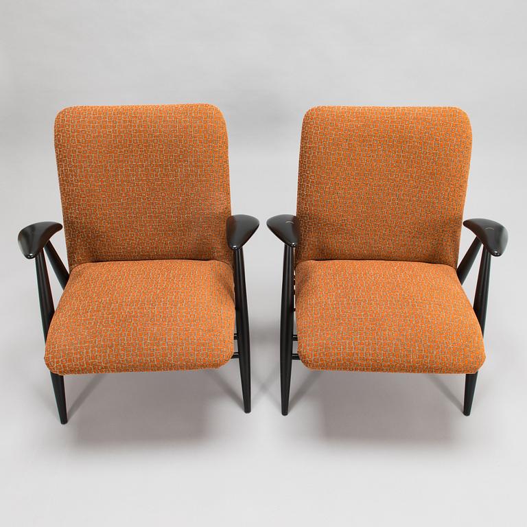 Ilmari Tapiovaara, a pair of mid-20th-century '2468', 'Eve' armchairs for Asko.