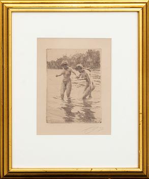 Anders Zorn, etsning, 1910, signerad.