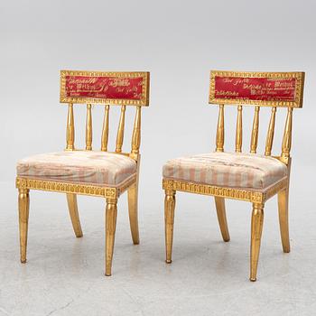 A pair of late Gustavian chairs, circa 1800.