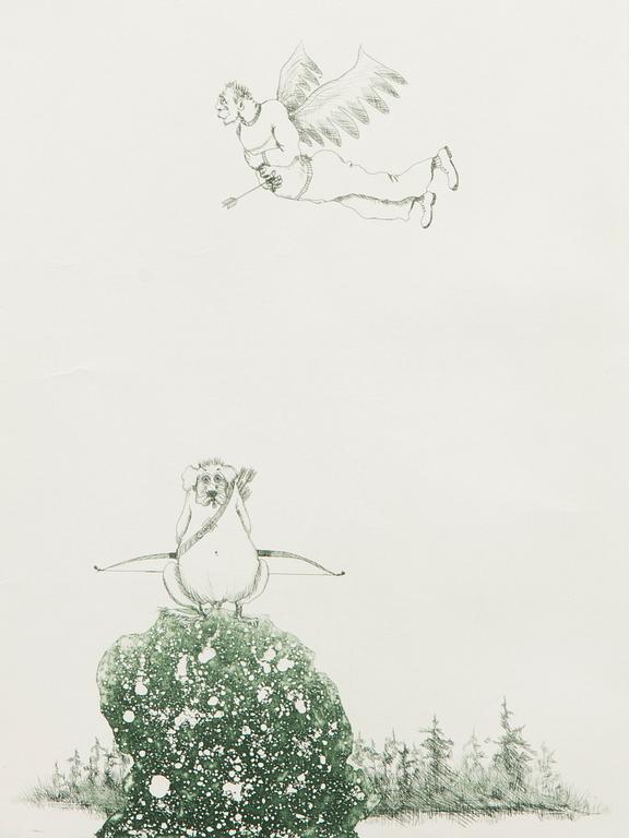 MANNO KALLIOMÄKI, kuivaneula ja akvatinta, signeerattu ja päivätty 1973, numeroitu 17/30 Tpl'a.