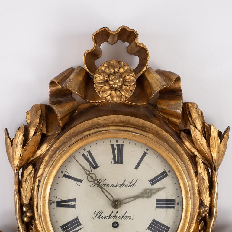 A Swedish gustavian 18th century wall clock by J. Hovenschöld.