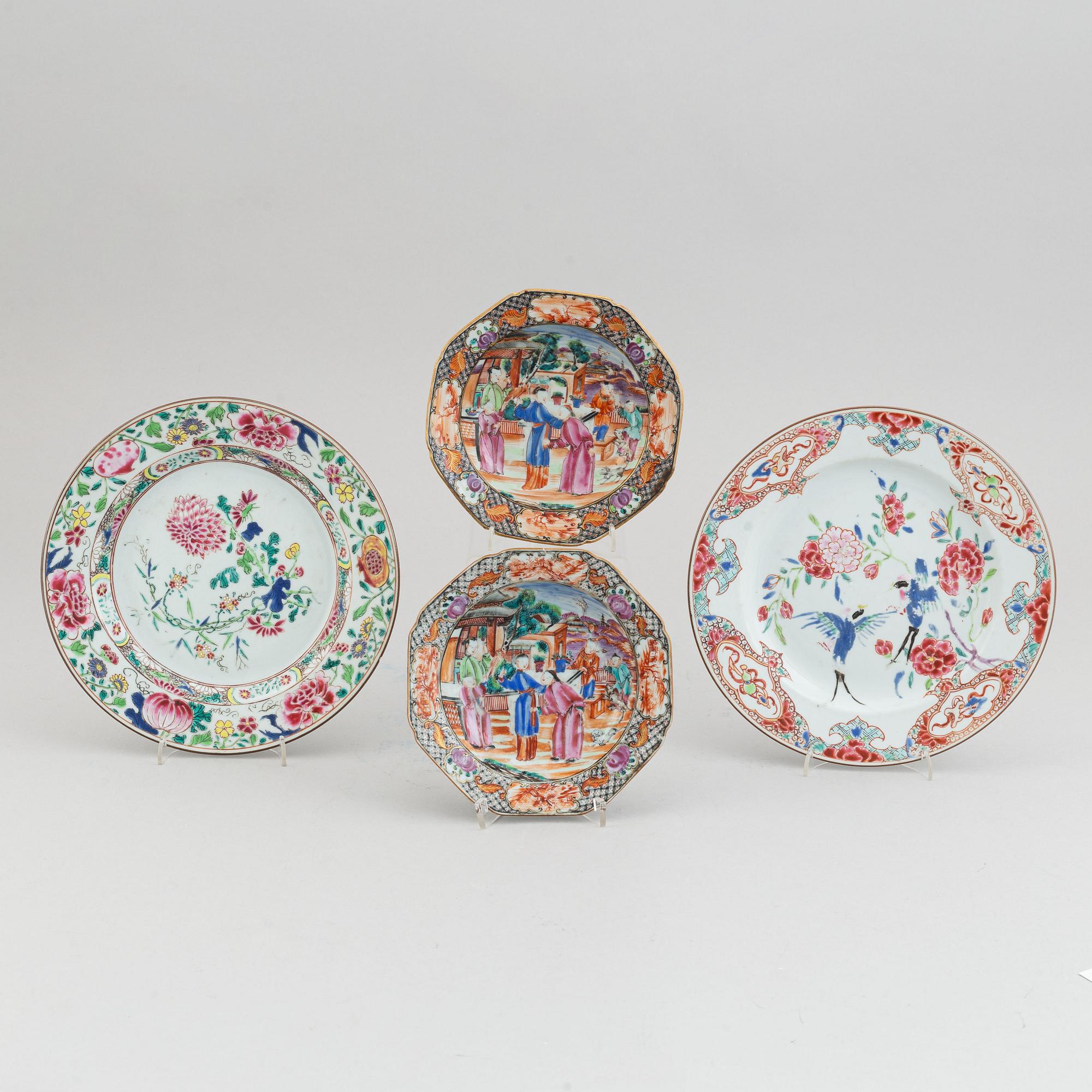 Four (2+2) famille rose export porcelain dishes, Qing dynasty. Qianlong (1736-95).