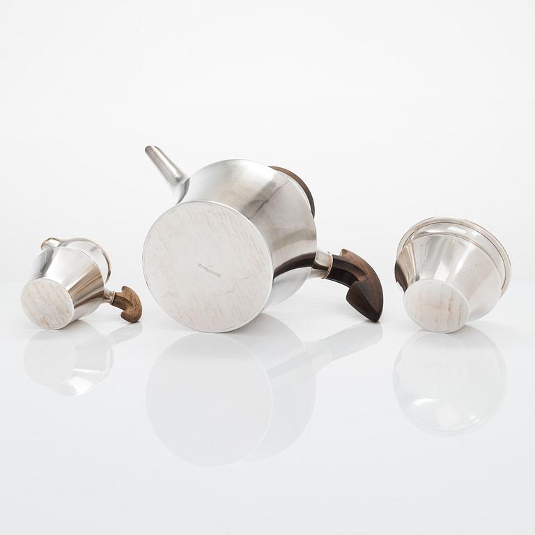 Tapio Wirkkala, A 3-piece 'TW176' silver coffee set, marked TW, Kultakeskus, Hämeenlinna, Finland 1966 and 1968.