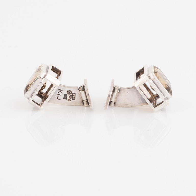 Karl-Ingemar Johansson, cuff links, silver with smoky quartz.