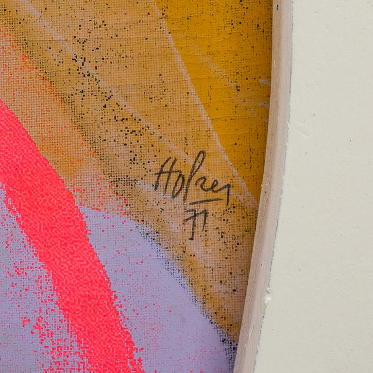 ADI HOLZER, olja på pannå, signerad och daterad 71, samt BOK, "Adi Holzer", Edition Galerie Carinthia.