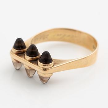 A 14K gold ring with smoaky quartzes. Alppikulta, Helsinki.
