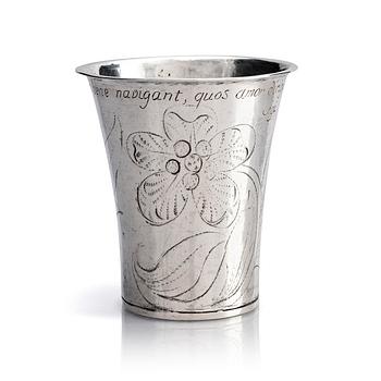 213. A Swedish silver beaker, mark of Henning Petri, Nyköping 1699.