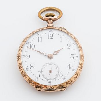 DAMFICKUR, 14K guld, schweizisk stämpel, '16 rubis'.