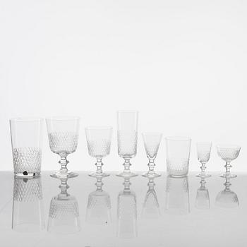Vicke Lindstrand, service parts, glass, 76 pieces, "Diamant", Kosta, second half of the 20th century.