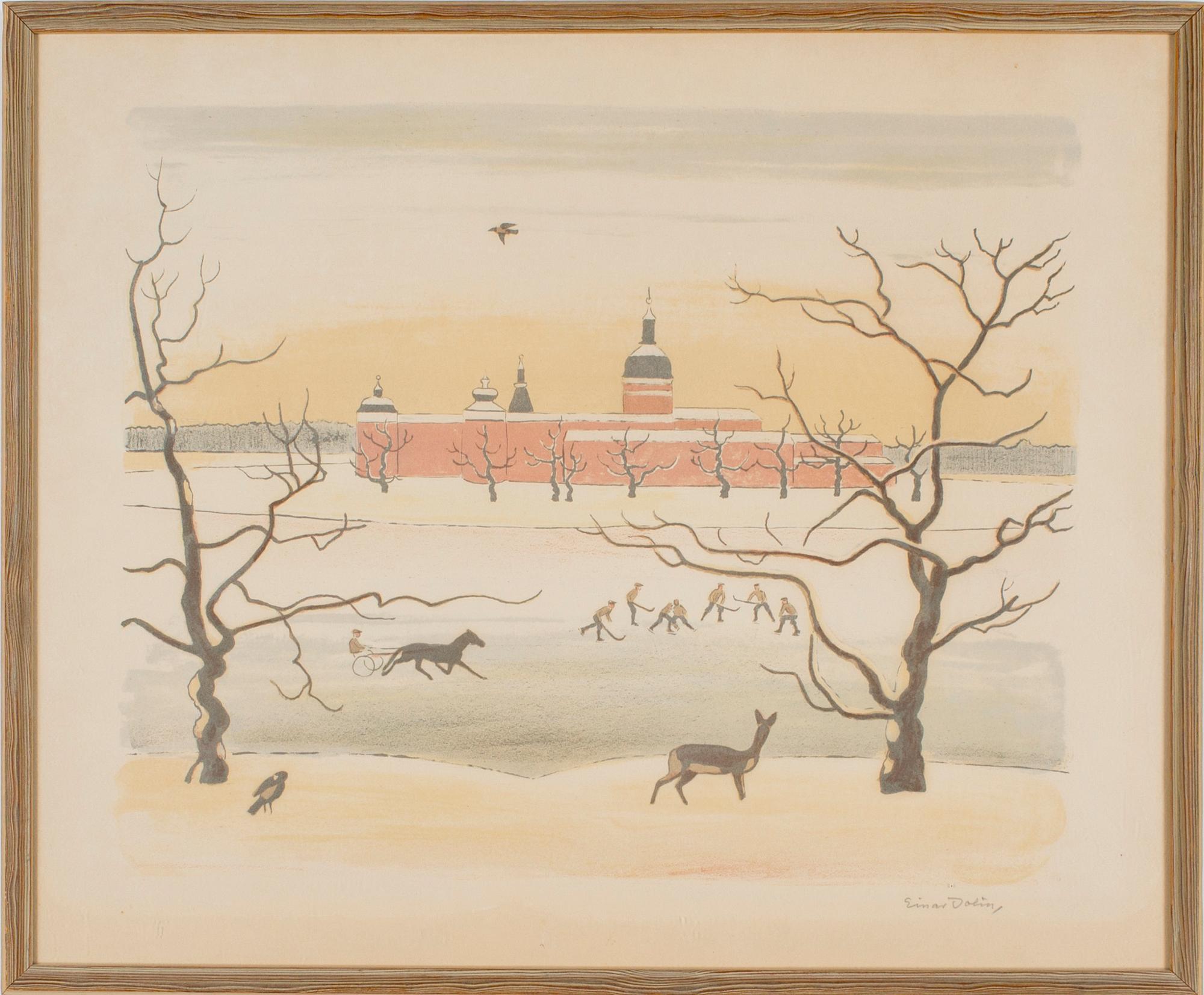 EINAR JOLIN, färglitografi, signerad.