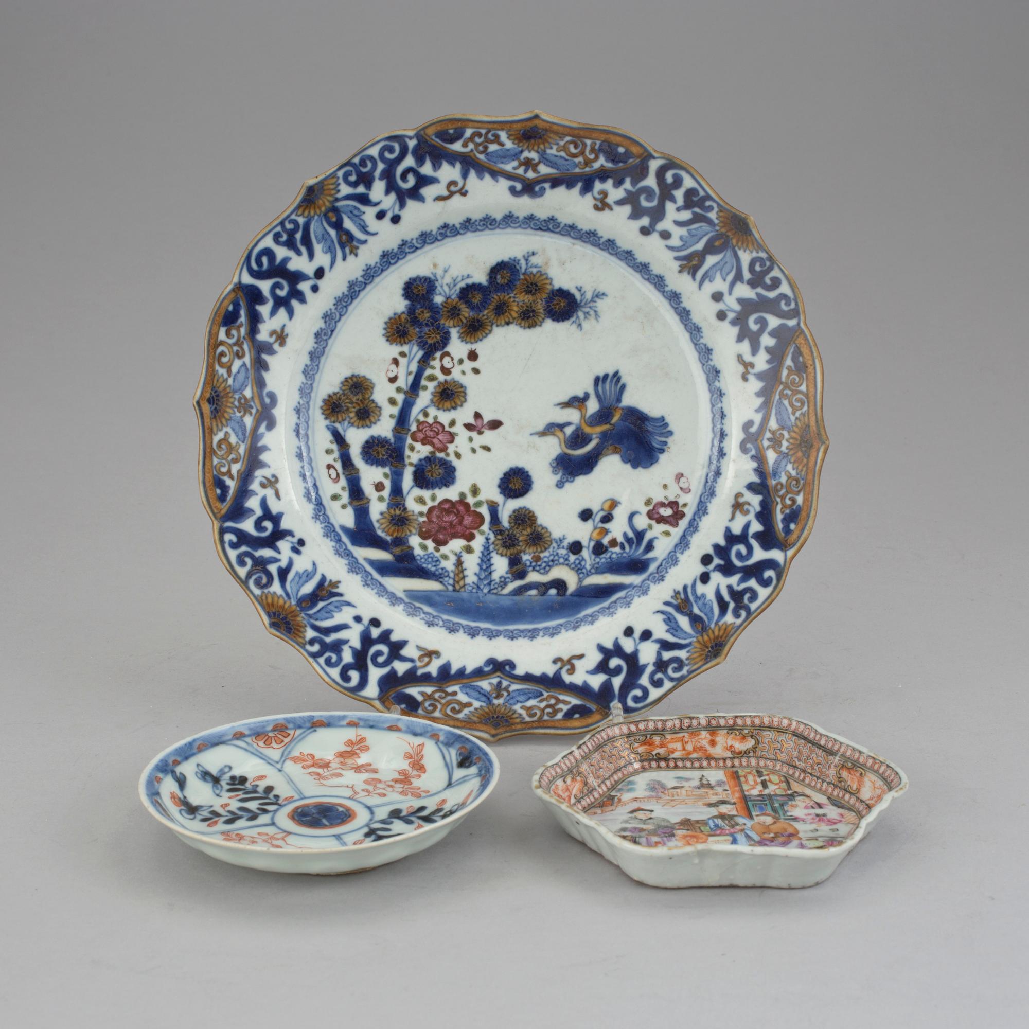 PARTI PORSLIN, 3 delar. Bl a mandarinporslin, 1700-tal.