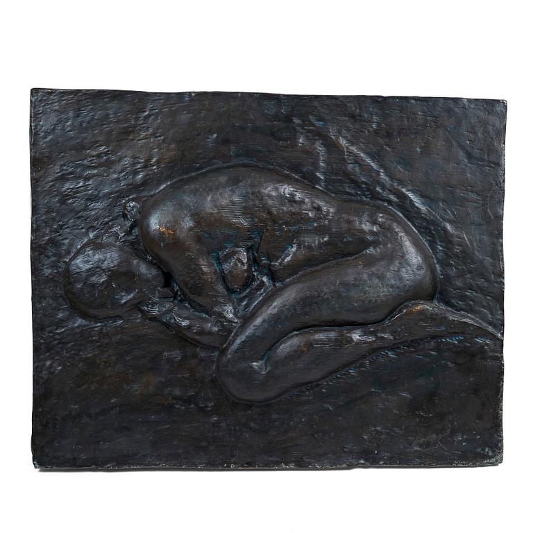 Gudmar Olovson, relief/sculpture. Signed. Numbered. Foundry mark. Bronze, height 80 cm, length 62 cm.